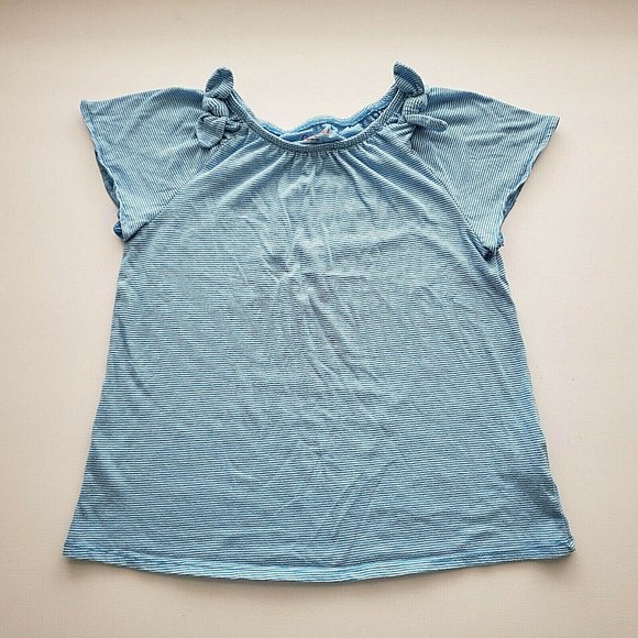 Cat & Jack Blue Striped Short Sleeve Top M - Picture 1 of 6